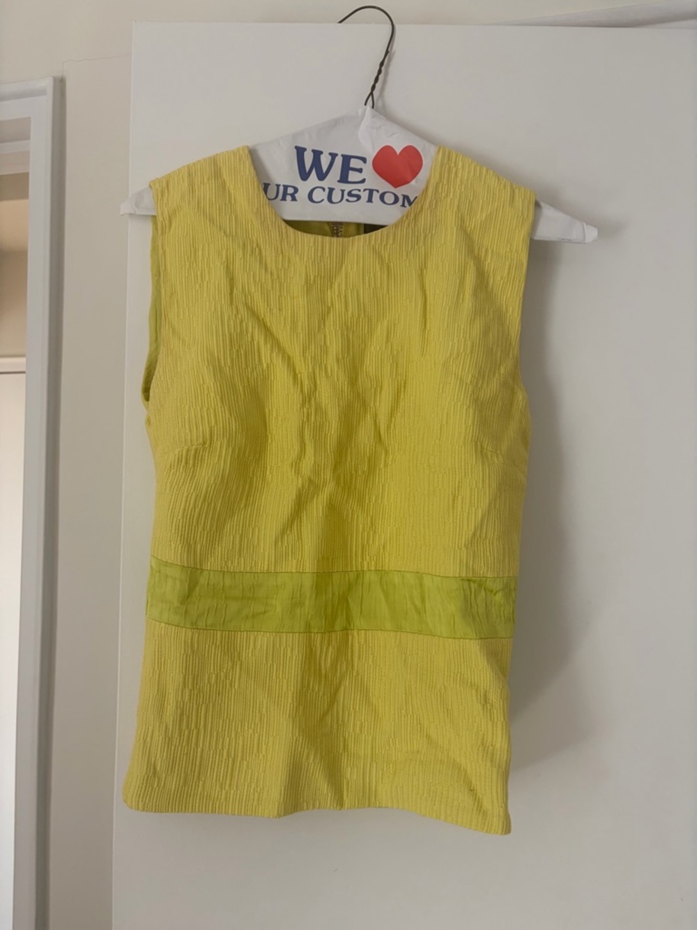 Versace Lemon Yellow Textured Sleeveless Top